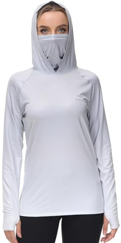 Bassdash FS23W Camicia con Cappuccio da Pesca UPF 50+ da Donna con Maschera Facciale e Fori per i Pollici
