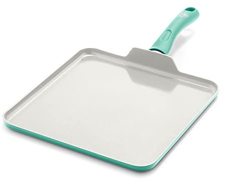 GreenLife Mjukt grepp hälsosamt keramiskt nonstick, grillpanna, 11 tum, turkos