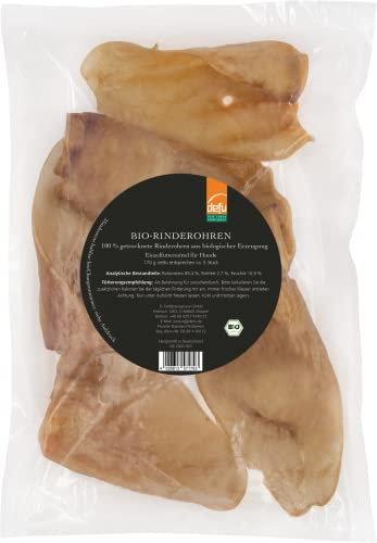 defu Hundesnack | 1 x 170 g | Bio Rinderohren getrocknet | Natürlicher Premium Bio Kausnack für Hunde