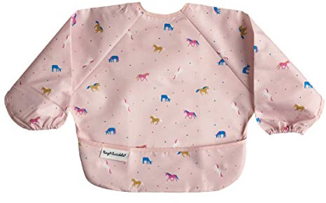 Mess Proof Baby Bib, Cute Full Sleeve Bib Outfit, Waterproof Bibs for Toddlers, Machine Washable, Tug Proof Closure, Baby Smock for Eating, Long Sleeve (Boho Rainbow, Klein Klein 6-24 Monate)