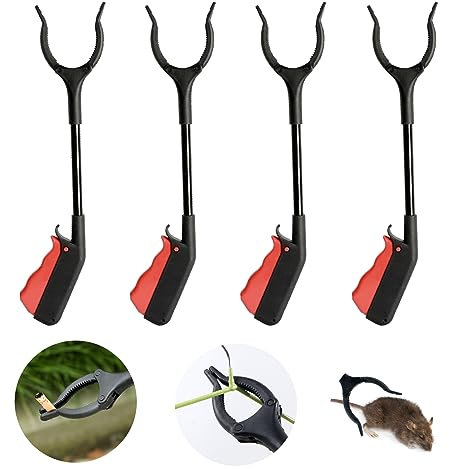 Fiyuer Outils de Ramassage, 4 Pièces Pince Ramasse Dechets, Pince de Ramassage Court, Pince de Préhension pour Personnes Agées et Adultes et Enfants, pour Prise de la Corbeille, Déchets de Jardin