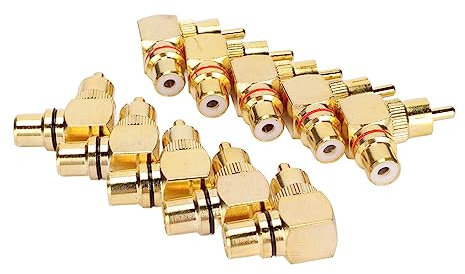 10pcs Ad Angolo Retto Adattatore Maschio a Femmina Rame Placcato Oro 90 Gradi L Tipo Connettore Adattatore