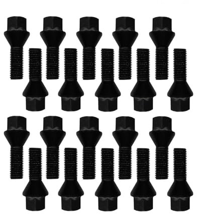 Lot de 20 boulons de roue coniques Noir M12 x 1,5 26 mm