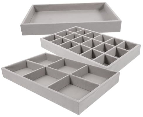 PRETYZOOM Organiseur De Bijoux En Velours 3 Pièces Pour Présentation Rangement De Boucles D'oreilles Porte-bracelets Plat À Bibelots Pour Femme Épouse Petite Amie