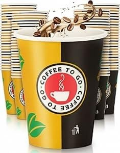 Inoverse 200 stycken pappersmuggar, engångsmuggar, Coffee to Go-muggar – 480 ml, kaffe to go bägare i kartong, 480 ml, mugg för te, engångsmuggar, pappersmuggar, kaffemuggar to go, kaffemuggar, Ø 90