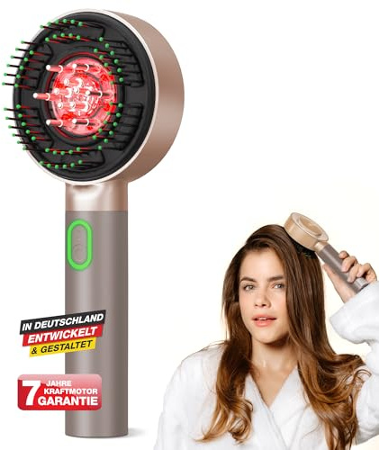 DONNERBERG® MIO Haar- & Kopfhautpflege Beige Elektrischer Haaröl Applikator mit 7 Jahren Kraftmotor Garantie: Die Kopfmassagebürste für entspannende Kopfhautmassage und effektive Haarpflege
