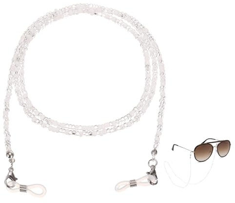 uxcell Eyeglass Chains for Women, Eyeglass Holder Bead Chains Adjustable Sunglasses Lanyards Holder Chain Beaded String Holder Anti-Lost Strap for Glasses Sunglasses, White/Clear
