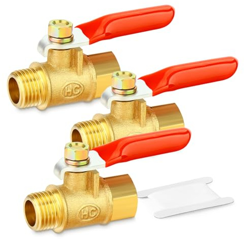 TAILONZ PNEUMATIC 3 st Mini-kulventiler i mässing 3/8 tum avstängningsbrytare, 3/8 tum utvändig x invändig gänga BSP rörförslutning