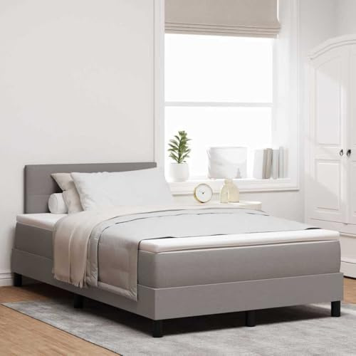 vidaXL Boxspring Säng med Madrass Taupe 120x200 cm Tyg