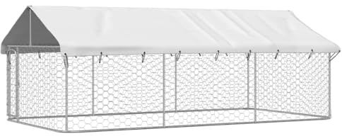 Chenil Extérieur avec Toit pour Chien, Chenil d'Extérieur Enclos Cage pour Chien Métal 400x200x150 cm