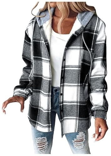 Celanisai Cardigan norvégien en tricot épais pour femme - Veste d'hiver à carreaux avec capuche - Cardigan d'hiver chaud - Pull à capuche doublé en polaire confortable et doux, O Noir., M
