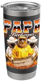 Papa Beekeeper Beekeeping Honey Lover Dad Father's Day 90s Stainless Steel Insulated Tumbler