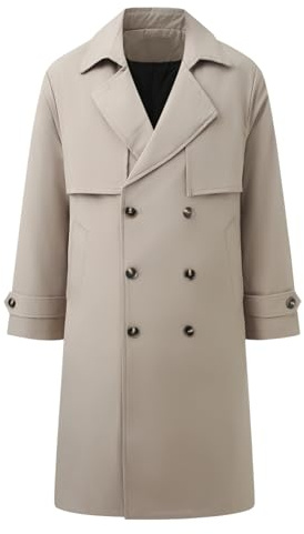 Allthemen Trench-Coat Double Boutonnage Homme Blouson De Coupe-Vent Parka | Avec Ceinture,Col Revers,Legers Respirant,Pardessus Mi-Saion,Formal Casual Quotidiens Mariage,Veste d'Extérieur,2 Poches