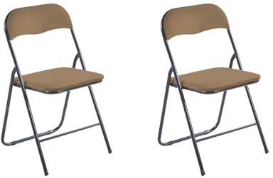 Hooma - Lot de 2 chaises Pliantes d'intérieur et Confortables en Velours - Marron