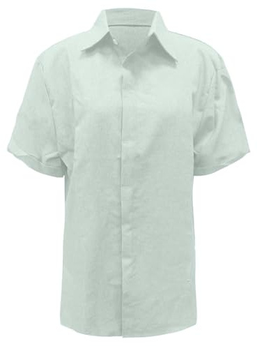 Blusa para mujer, camisa básica de lino de manga corta, informal, blusa de algodón, parte superior, con botones, playa, vacaciones, tiempo libre, camisa de ocio con cuello Kent, camisa de playa