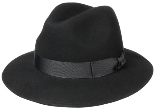 Lipodo New York Traveller Filzhut Wollfilzhut Damen Herren Made in Italy Sommer Winter schwarz XL (60-61 cm)