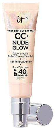 IT Cosmetics Your Skin But Better CC+ and Nude Glow Lightweight, Medium Coverage Foundation and Glow Serum, Fair Beige
