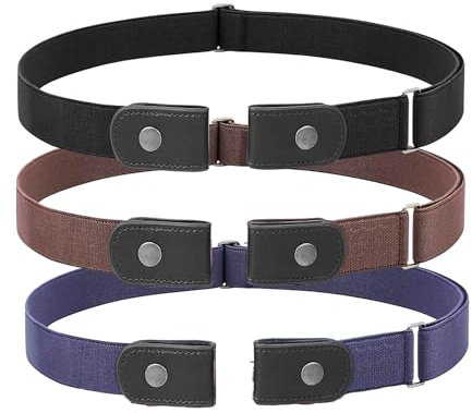 Cintura Senza Fibbia,3 Pezzi Cintura Elastica Invisibile Regolabile Cintura Elastica Regolabile Cintura Regolabile Sgancio Rapido per Donna e Uomo Jeans Pantaloni Gonne