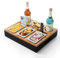 Couchbar, Sofa Organizer auf dem Beistelltische Couchtisch, Couchbar Holz als Bier Geschenke für Männer, Sofatablett Mit Vier Snackschalen und Mehrere Lagerplätze (schwarz)