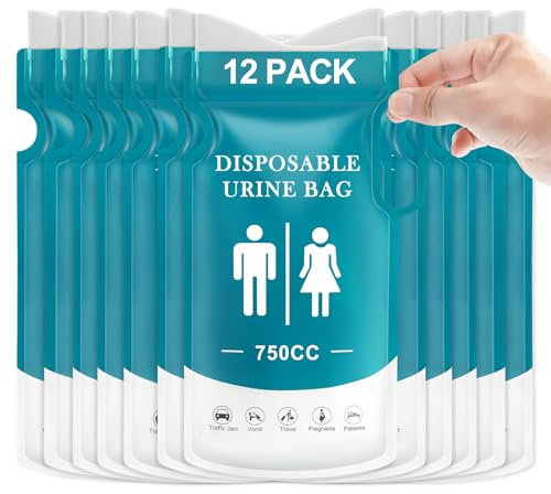 YFPOPONE Camping Toilet Bags Set, 12 Pcs Urine Bags With 12 Pcs Gloves, PE Toilet Bags For Women And Men, 750 CC Portable Urinal, Emergency Toilet Bags For Hiking, Camping And Travelling
