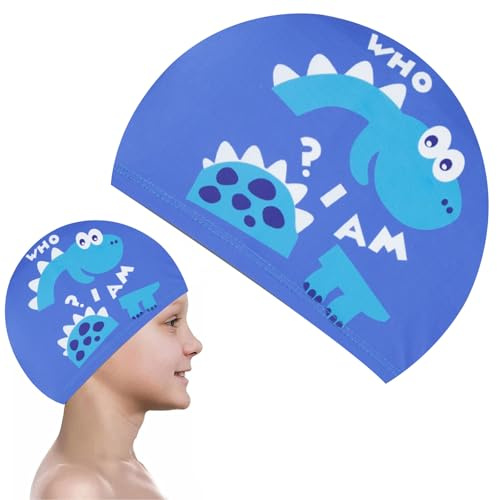 Bonnets de Bain pour Enfants, Bonnet de Natation, Bonnets de Piscine, Polyester Extensible Chapeau de Natation, Imperméable et Hypoallergénique, pour Garçons de 3 à 15 Ans