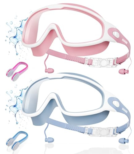 Aegend New Adult Wide View Swim Goggles, Anti-Fog/UV No Leak Swimming Goggles with Ear Plugs for Men & Women