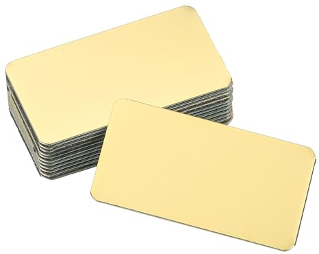QUARKZMAN 12 Pcs Plaques Nominatives naturels 1.6 x 0.9 pour Signes | Plaque Nominative Métallique Gravée Laser Adhésif Fort, Nominative Aluminium Anodisé, Plaques Personnalisées, Bricolage Or