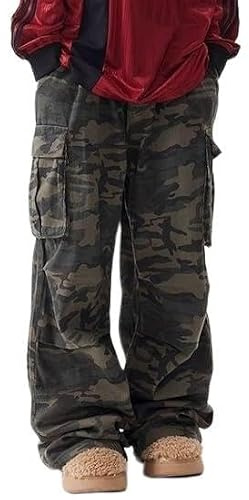 Y2k Camo Cargo Byxor for män Hip Hop Byxor Baggy Joggers Byxor Streetwear Grunge Camouflage Byxor(L)