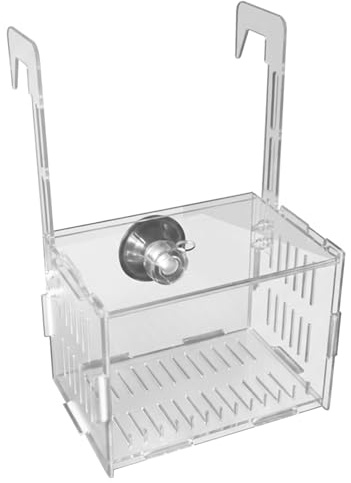 Ameble klar akryl akvarium uppfödningslåda med justerbara krokar och sugkoppar för säker stekisolering, 15 x 10 x 10 cm akvarium avdelare, avelslåda för fiskstek