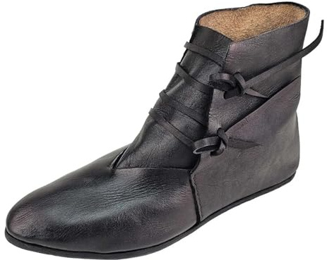 Générique Bottines Médiévales pour Homme à Enfiler Style Médiéval à Lacets, Chaussures Décontractées Talon Bas, Bottes de Cosplay Médiévales Renaissance Unisex