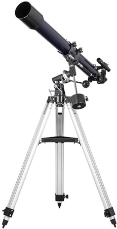 Levenhuk New Skyline Base 70/900 EQ1 Telescopio Adultos Principiantes Refractor Acromático Montura Ecuatorial EQ1, Lente Barlow 2X Trípode Incluido, Observación Luna Sistema Solar Objetos Terrestres