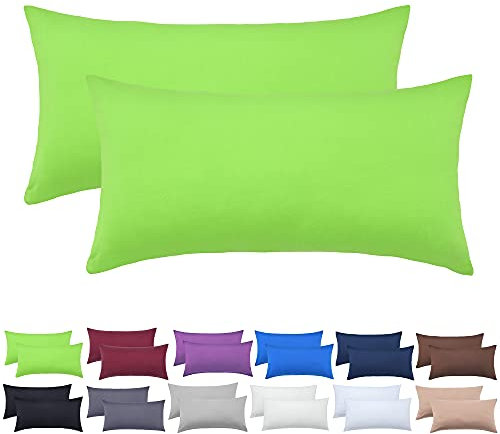 NatureMark 2er Set Jersey Kissenbezüge – Elastisch, weich, atmungsaktiv und hautfreundlich – Waschbare Kissenhülle - 40x60 (ideal für Nackenkissen) – Apfel Grün