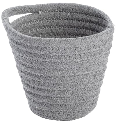 WENKO Badkorb Soria Grau, Aufbewahrungskorb, praktische Schlaufe zum Aufhängen, für Kosmetik, Bürste, Nagellack, Pinzette, Pinsel, hochwertiges Baumwollgewebe mit Polyester, 12,5 x 12 x 14,5 cm