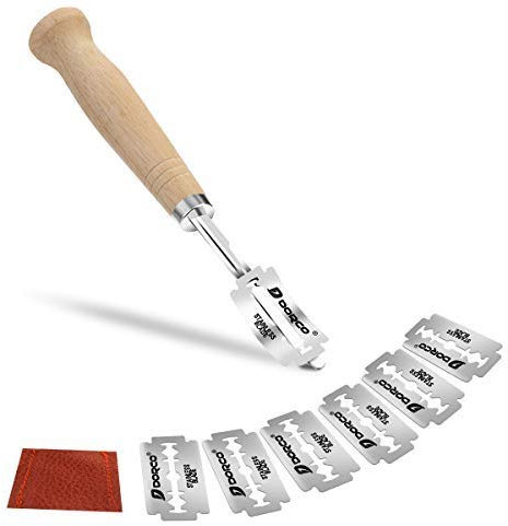 Litthing Raschietto per Pane con 6 Pezzi Lama Bread Lame Taglierino in Acciaio Tagliaimpasto Multiuso Coltello per Pane Utensile da Cucina Pasta Pizza Dolci Pasticeria (Raschietto18.5 * 3cm)