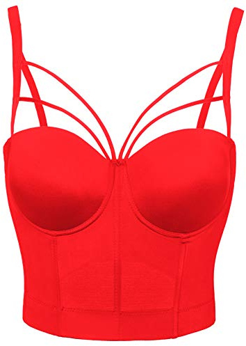 Woboren Mujer Corsé Bustier de Overbust Cierre con Cordones Sujetador de Encaje Bra Pechugón Crop top