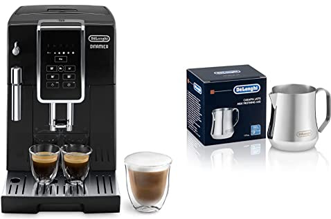 De'Longhi ECAM 350.15.B Macchina da caffè automatica in chicchi e polvere, Spegnimento programmabile, Display LCD one touch & De’Longhi DLSC060 Caraffa in Acciaio Inox Spazzolato, 350ml