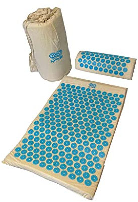 OR8 Wellness Acupressure Mat & Pillow Set for Pain Relief Stress Relief and Relaxation Therapy for Back and Neck Pain Massage Mat with Carry Bag Blue