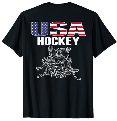 America Ice Hockey Lovers Jersey - USA Flag Hockey Team Fans T-Shirt for Women Kids Men