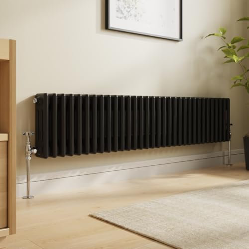 NRG 300 x 1460mm Traditional Cast Iron Style Radiator Black 3 Column Perfect for Kitchen Living Room Bathroom