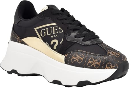 Guess Womens Calebb3Sneaker, Black/Gold Multi 001, 8
