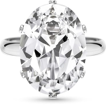 Linawe Silver Promise Cubic Zirconia Imitation Diamond Moissanite Rings for Women, Love Adjustable Solitaire Ring, Faux Gemstone Wedding Engagement Dupes Costume Jewellery
