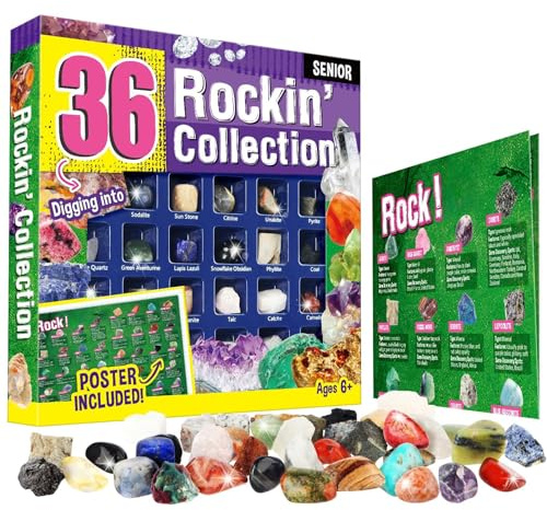 Byncceh Collectionneurs de Minéraux et Amateurs de Pierres PréCieuses 36 PCS de Pierres PréCieuses pour Enfants, Ensemble de Pierres PréCieuses GéOlogiques et Cristaux pour Filles et GarçOns