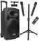 DYNASONIC - DYNAPRO 15 Plus (Pack 3ª Gen Professioneller tragbarer Bluetooth Lautsprecher, leistungsstarker 800-W-Bluetooth-Lautsprecher, 2 Karaoke Mikrofone, Tablet und Stativunterstützung