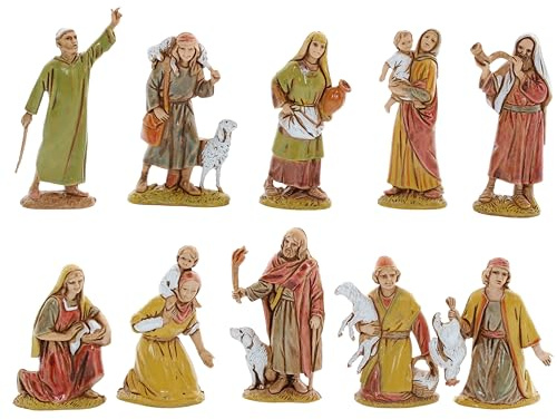 Moranduzzo Set 10 Pastori – Adatto a Presepe da Cm 6,5 Scala 1:30 – MINI 6,5 – Statuine Indistruttibili, Rifinite a Mano, Scultore M. Landi, Made in Italy (Versione 2)