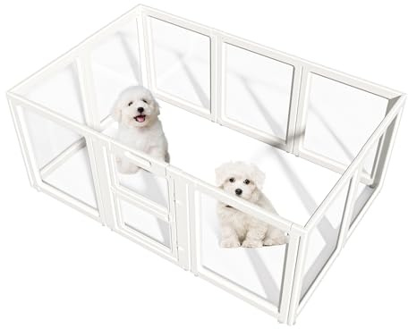LoveTail Clear Acrylic Dog Playpen,Indoor Dog Pen,23.6 H,12 Panels