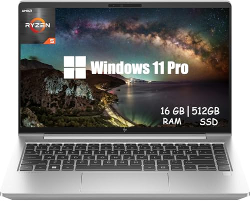 HP Portátil EliteBook 645 G10 Business de 14 Pulgadas FHD (1920 x 1080), AMD Ryzen 5 7530U, 16 GB de RAM, 512 GB SSD, Teclado QWERTY, Windows 11 Pro (reacondicionado)