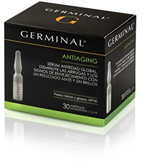 GERMINAL - Siero Antietà Idratante, Fiale Viso Antirughe, Pelli Miste e Grasse, Ridefinisce l’Ovale del Viso e Riduce le Rughe, 30 Fiale da 1,5 ml