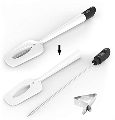 Efeng Digital Meat Thermometer Candy Thermometer Spatula with Pot Clip & 9 Probe – Fast Instant Read Digital Candy Thermometer Spatula for Chocolate Jam Meat, BPA Free Silicon Frying Kitchen a