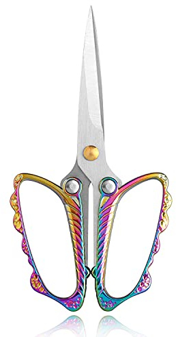 Stainless Steel Small Sharp Pointed Butterfly Handle Sewing Scissors for Embroidery DIY Tools Craft Cutting Tailor Dressmaker Threading Professional Yarn Shears Crafting Art Work Scissor 4.8 inch