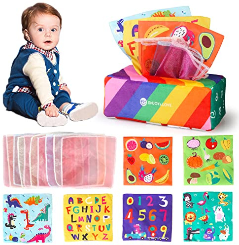 Kramow Jouet Montessori Bébé 6-12 Mois, Sensoriel 1 An, Boîte à Mouchoirs - Jouets d'Activité et de Développement, Cadeau d'Éveil pour Garçon Fille 6+ Mois